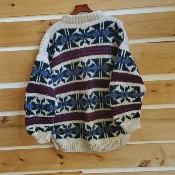 La Paz 100% Wool Ecuador Multi-colored Fair Isle Heavy Knitted Sz. XL Sweater - Picture 4 of 4